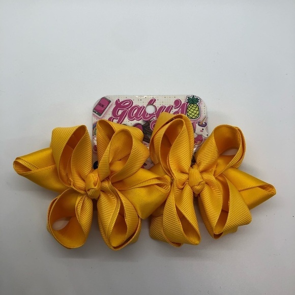 Gaby's Yellow Orange Bows Piggies Pigtails Set - Picture 2 of 7